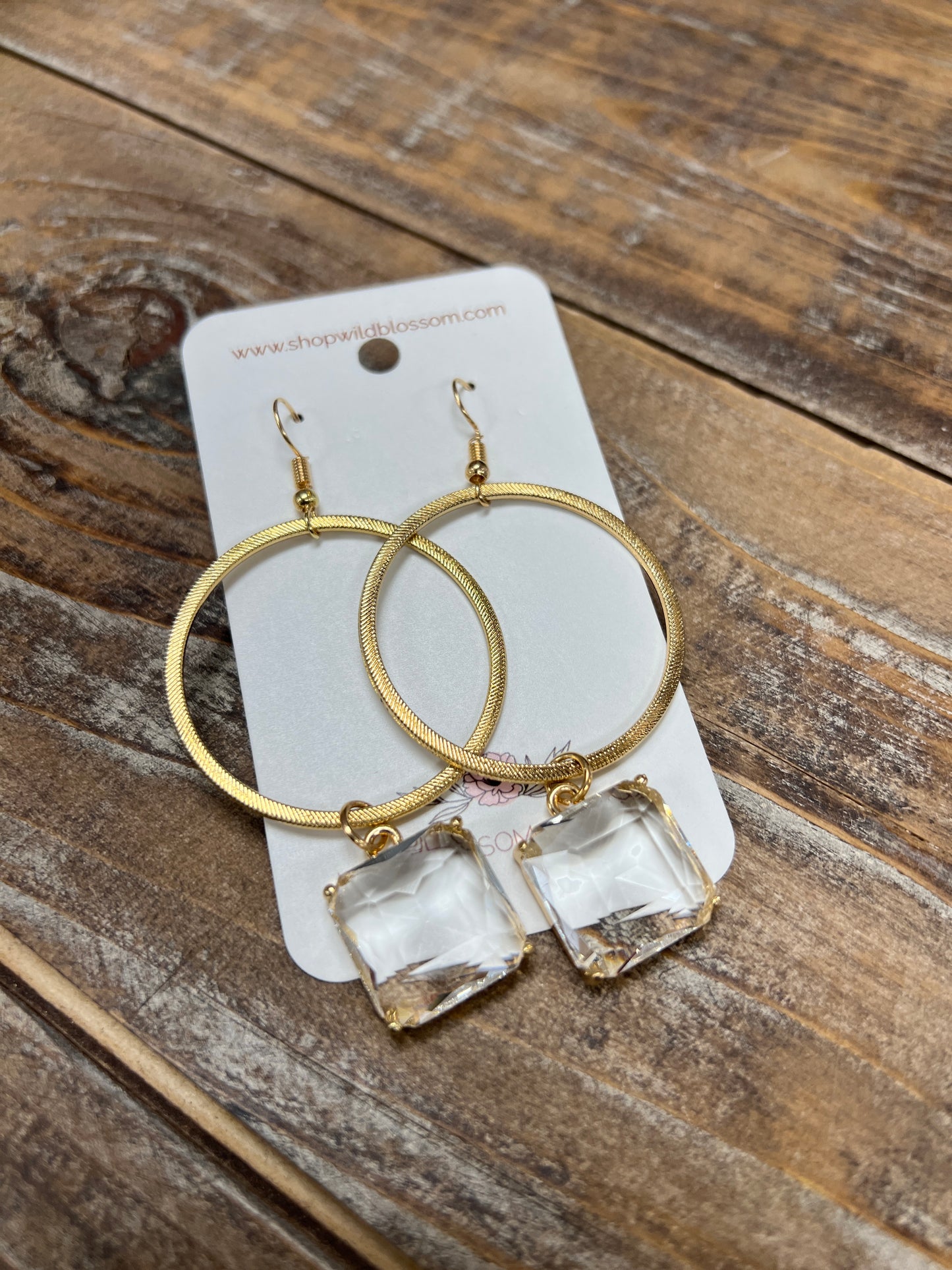 Square Crystal Hoop Earrings