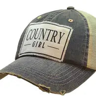 Country Girl Distressed Trucker Hat Baseball Cap