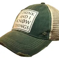 I Drink and I Know Things Distressed Trucker Cap Cap