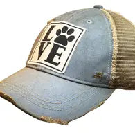 Love (Paw) Distressed Trucker Cap