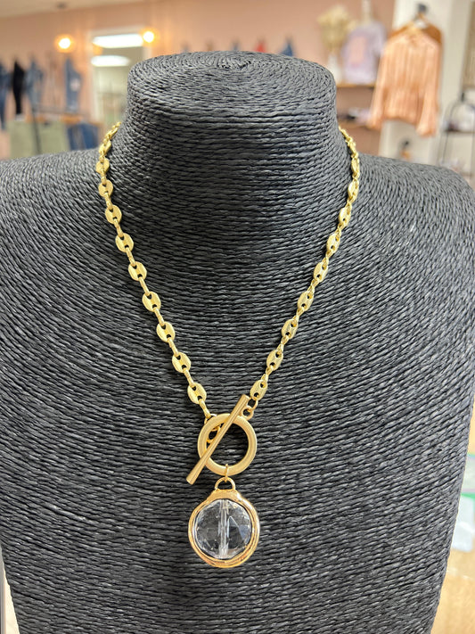 Crystal Ball Gold Necklace