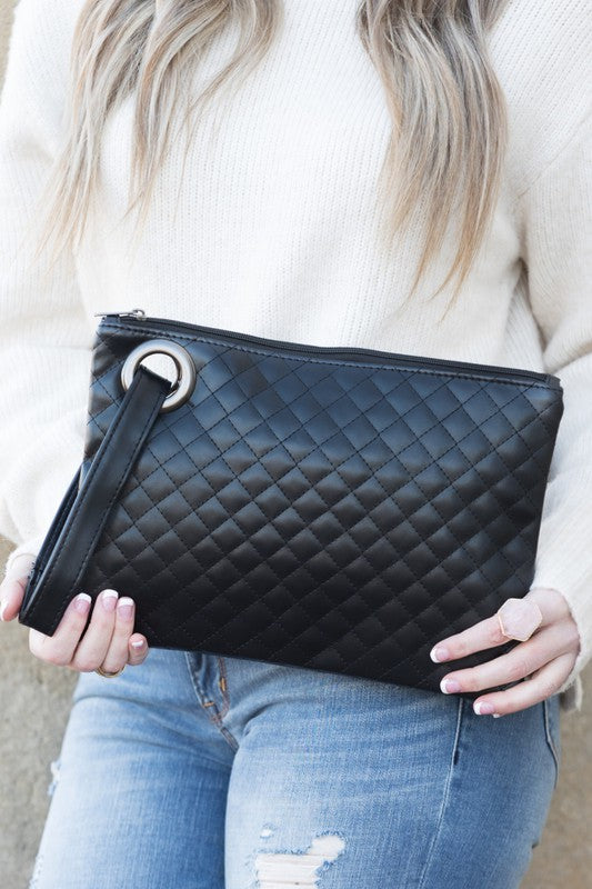 Oversized Quilted Wristlet Clutch