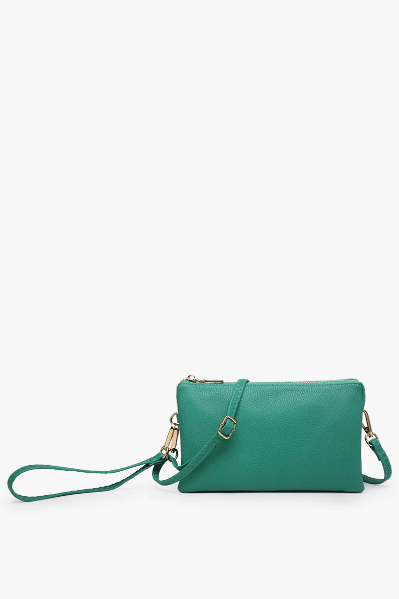 Riley 3 Compartment Crossbody/Wristlet - Kelly Green