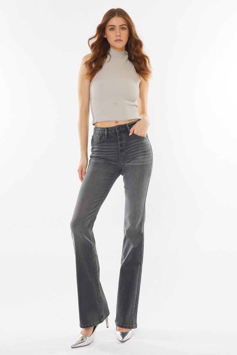 KanCan Grey High Rise Bootcut Jeans