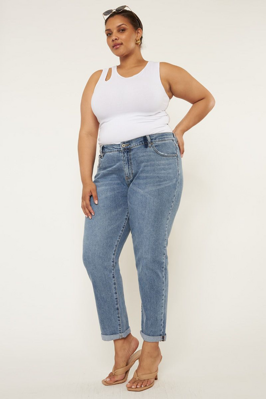 KanCan Plus Mid Rise Slim Boyfriend Jean