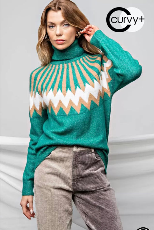 Plus Geometrically Ethnic Sweater