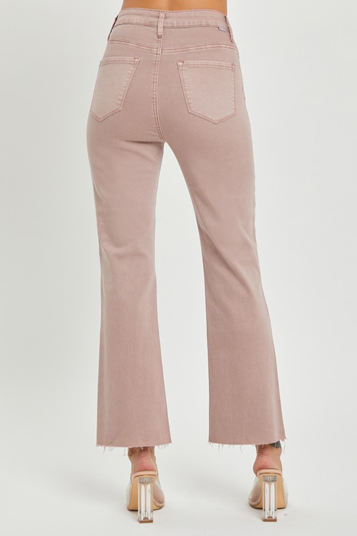 Plus Risen High Rise Button Down Straight Jeans - Mauve