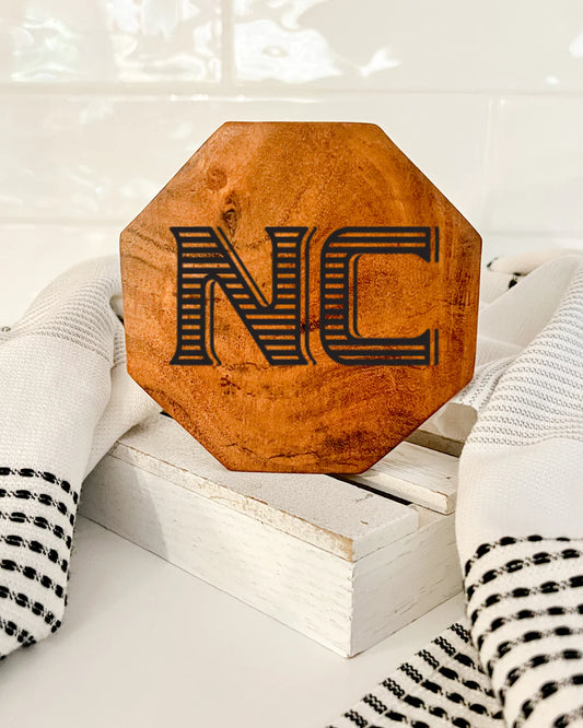 NC Vintage Lettering Engraved Coaster