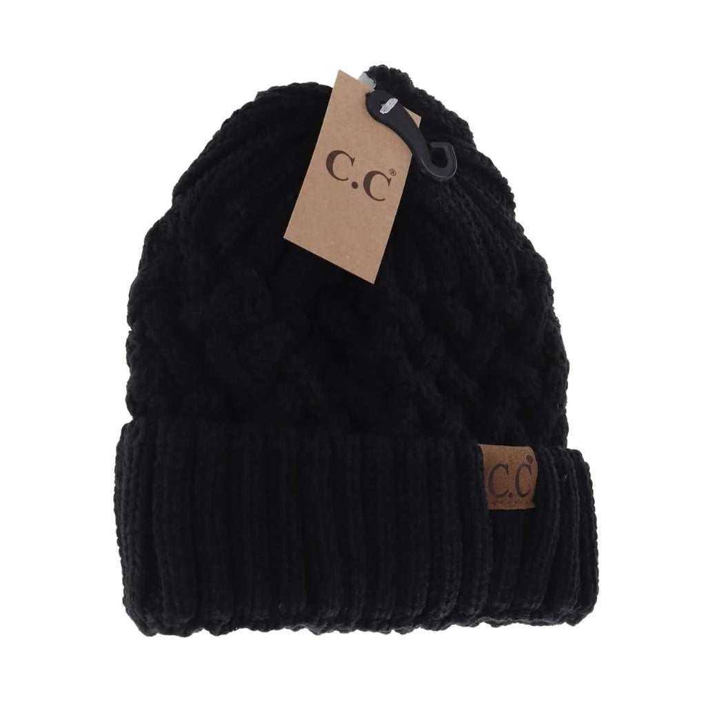 C.C. Lattice Knit Cuff Beanie