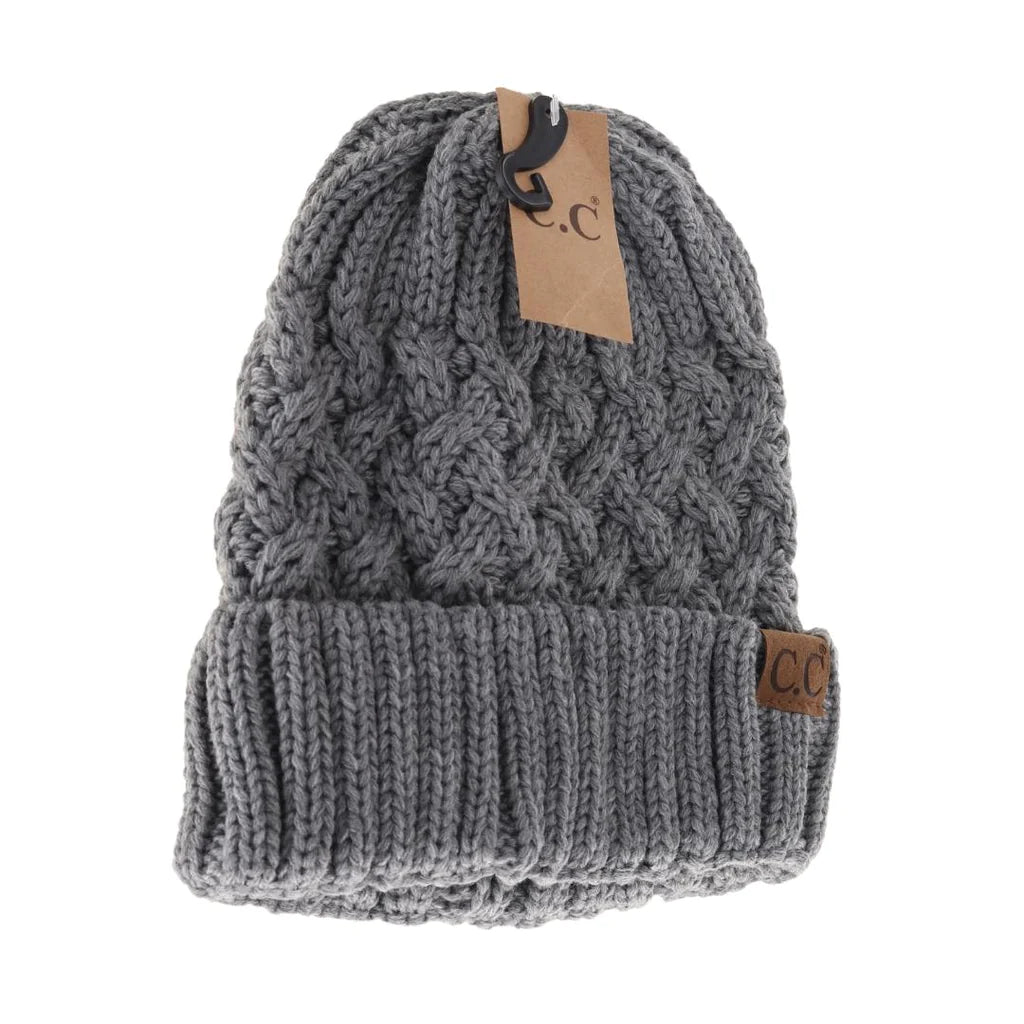 C.C. Lattice Knit Cuff Beanie