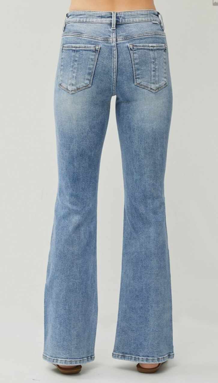 Risen Mid Rise Basic Flare Jeans