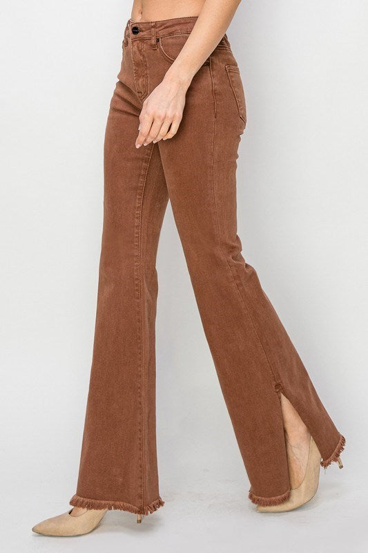 Risen Expresso High Rise Slit Flare Jeans