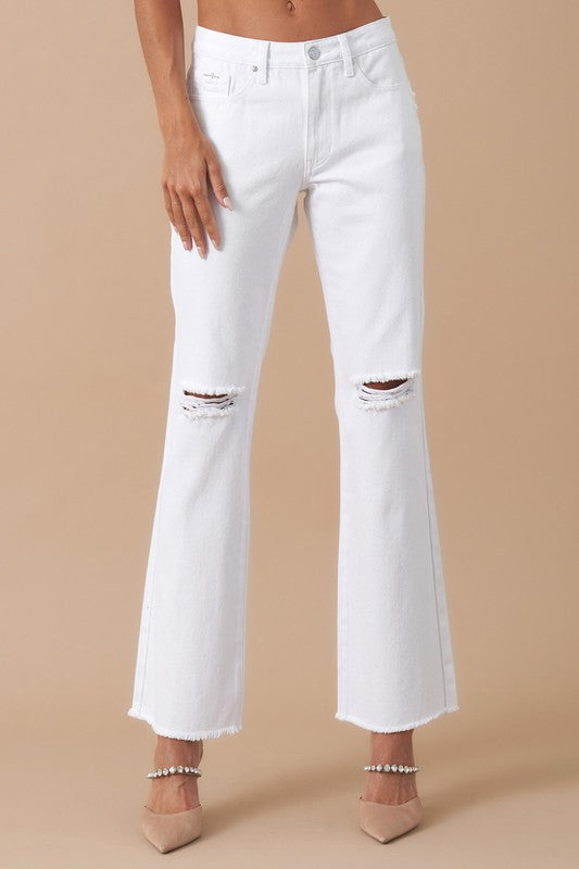 High Rise Straight Slim Jeans