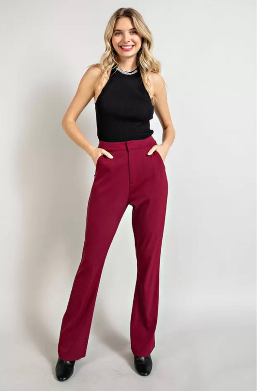 Burgundy Flared Pants