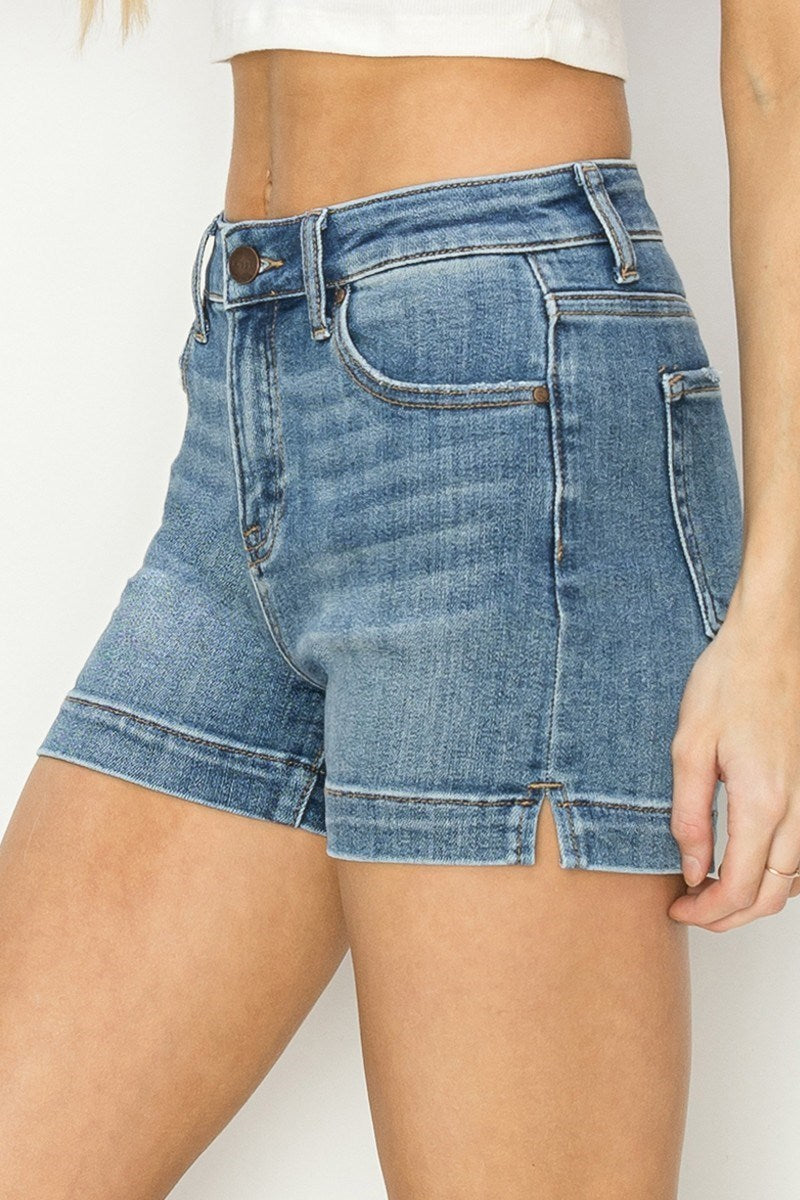 High Rise Side Slit Basic Shorts