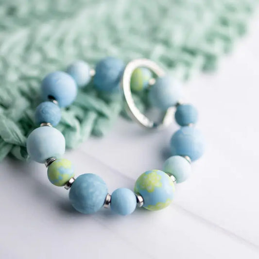 Small Bead Wrist Keychain - Bermuda Blue