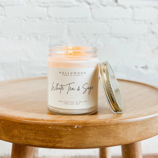 White Tea & Sage 8oz Soy Candle