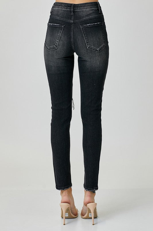 Risen High Rise Crossover Relaxed Skinny - Black