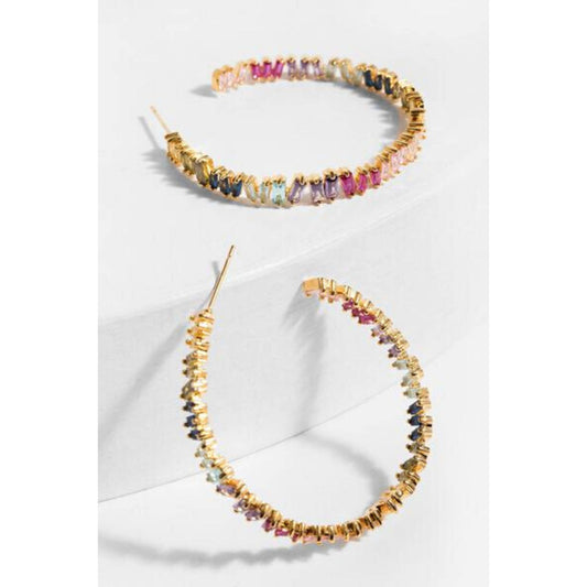 Kaleidoscope Multi Colored Crystal Hoop Earrings
