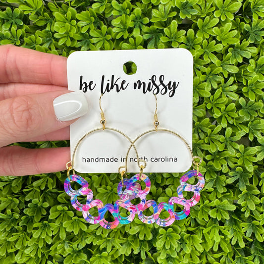Teardrop Hoops - Summer Floral Acrylic Earrings
