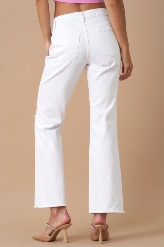 High Rise Straight Slim Jeans