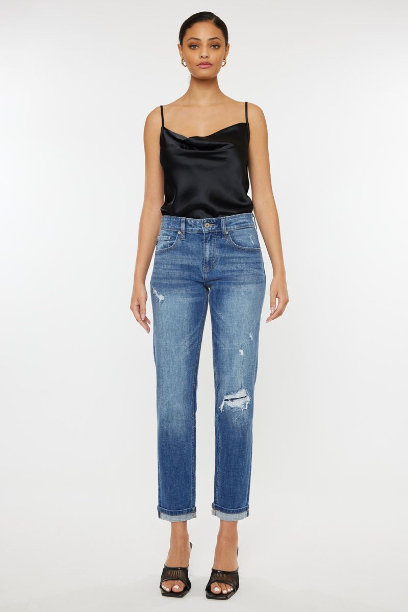 KanCan Mid Rise Boyfriend Jean