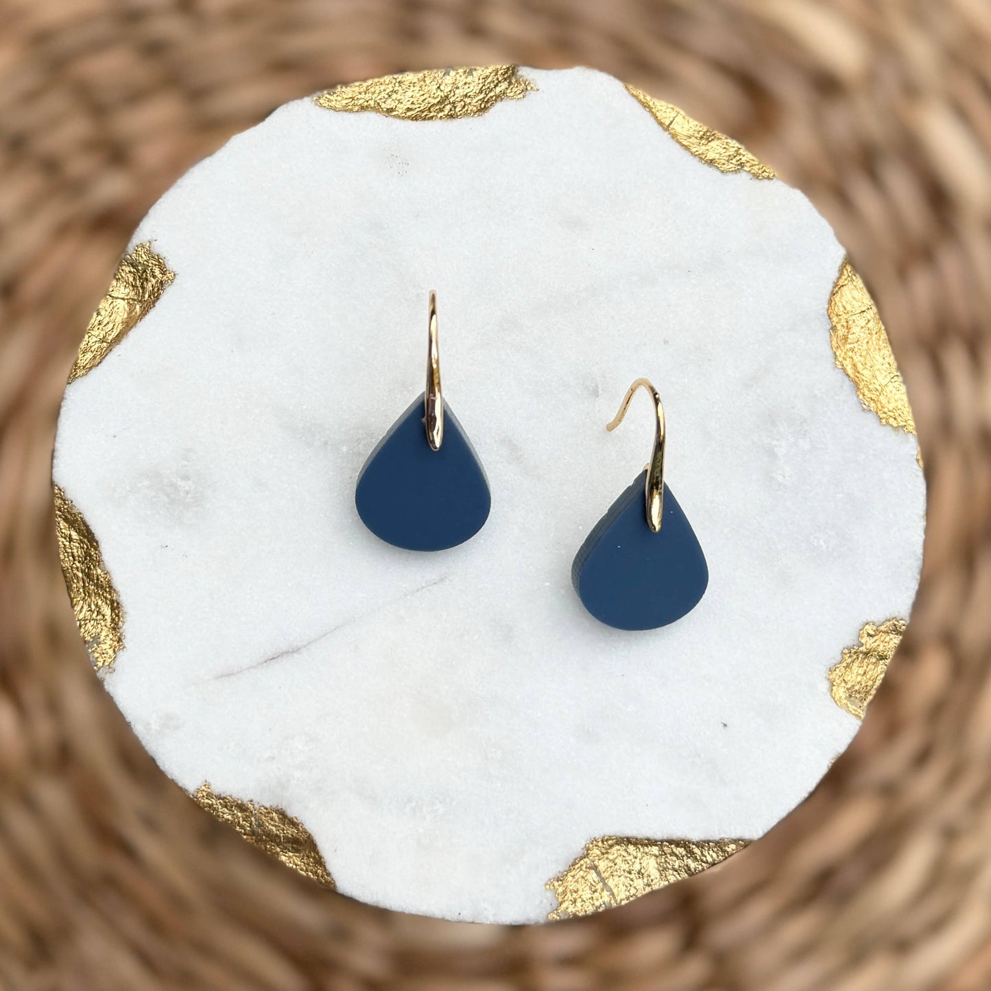 Tiny Teardrops Acrylic Earrings - Denim