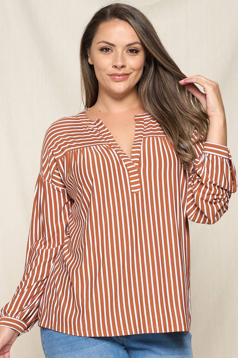 Plus Striped Woven Shirt