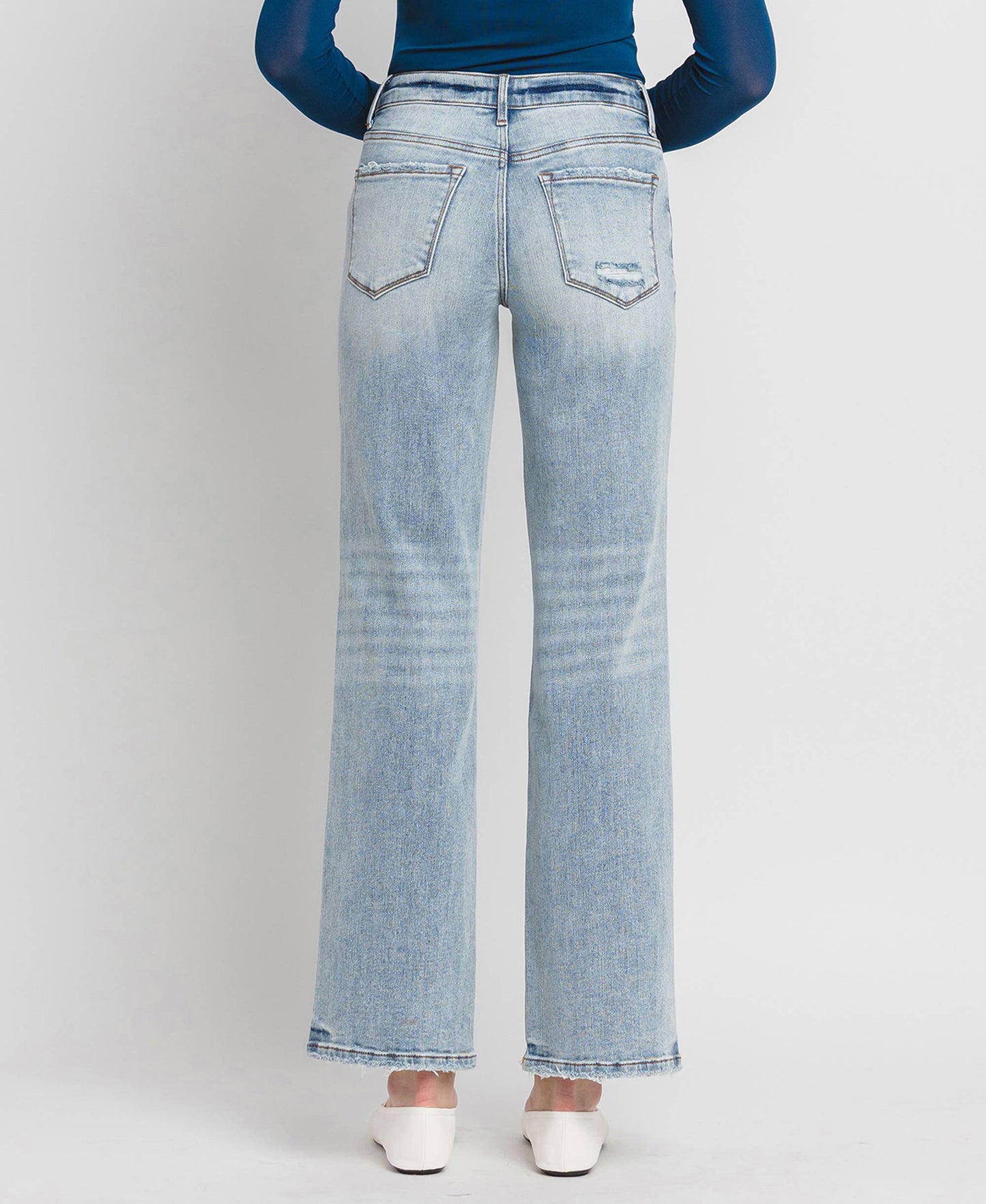 Tummy Control Mid Rise Slim Wide Leg Jeans