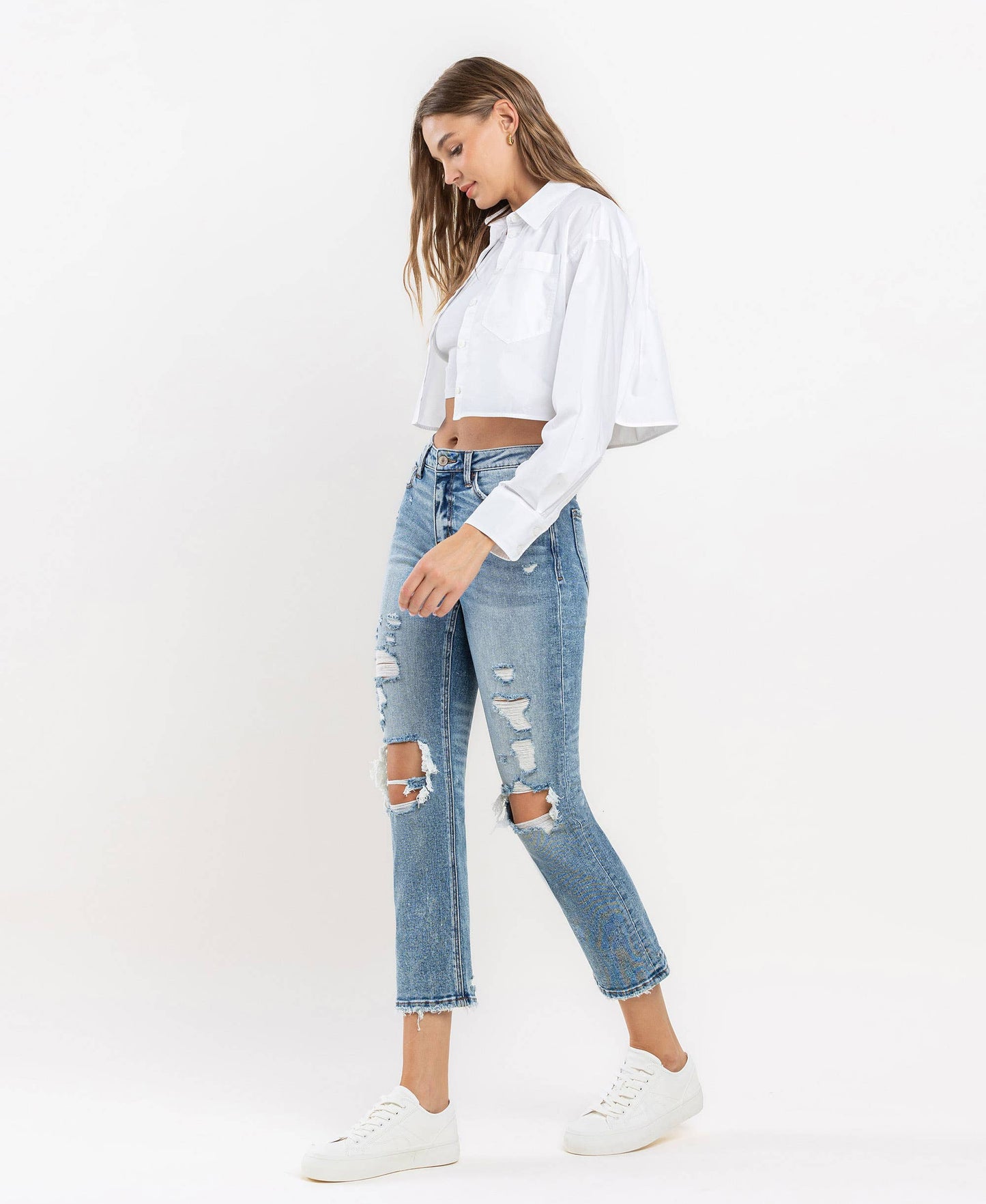 High Rise Slim Straight Jeans