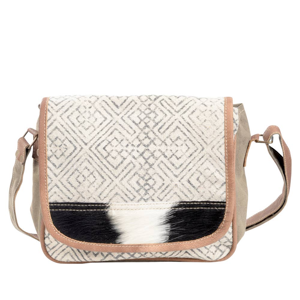 Recycled Rug with Cowhide Crossbody