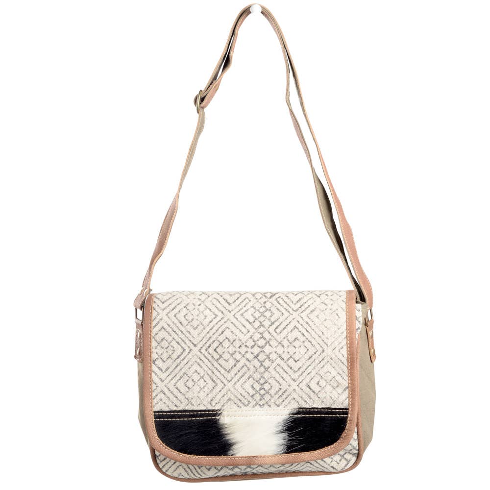 Recycled Rug with Cowhide Crossbody