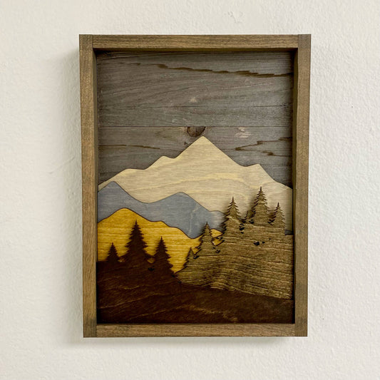 Layered Mountain with Pine Trees: 9x12