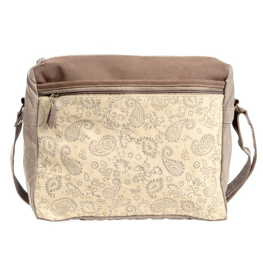 Paisley Canvas Bag with Front Zipper Pocket