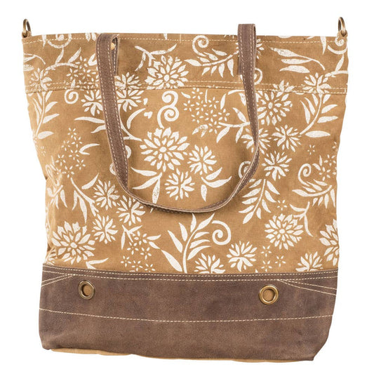 Tan Canvas with Floral Pattern Tote