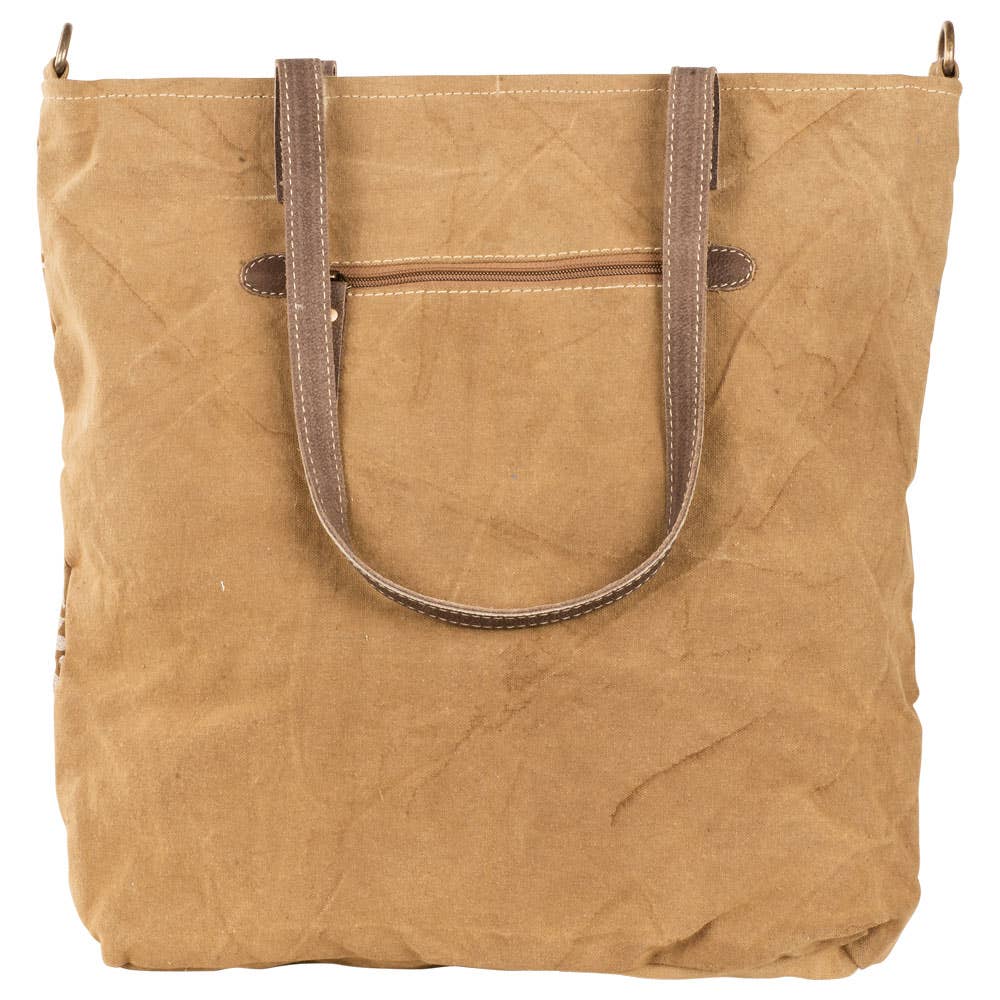 Tan Canvas with Floral Pattern Tote