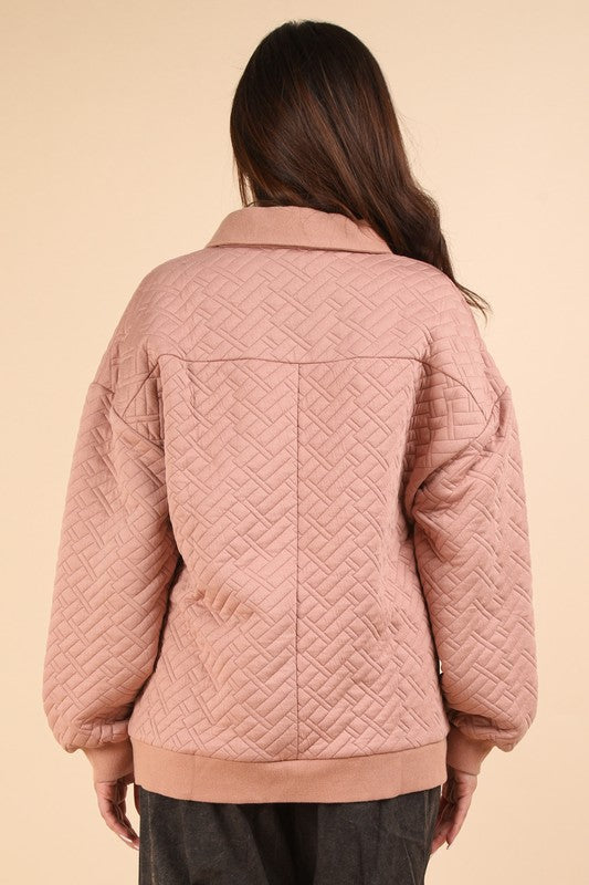 Oversized Collared Quilted Knit Top