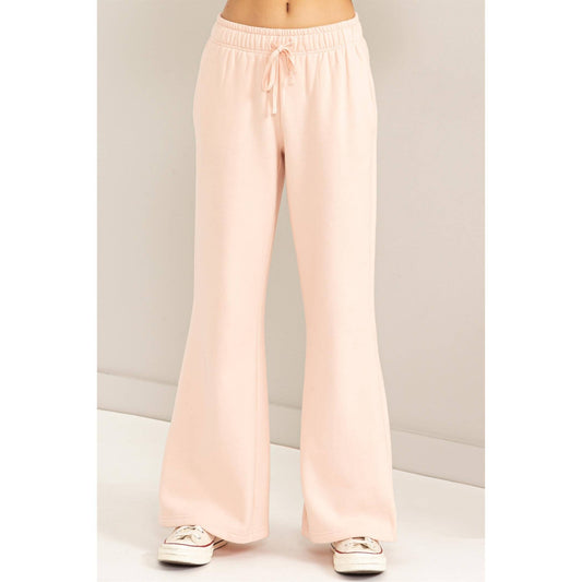 Mid-Rise Drawstring Wide Leg Sweatpants