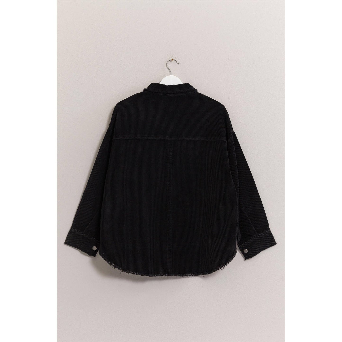 Washed Corduroy Frayed Shacket