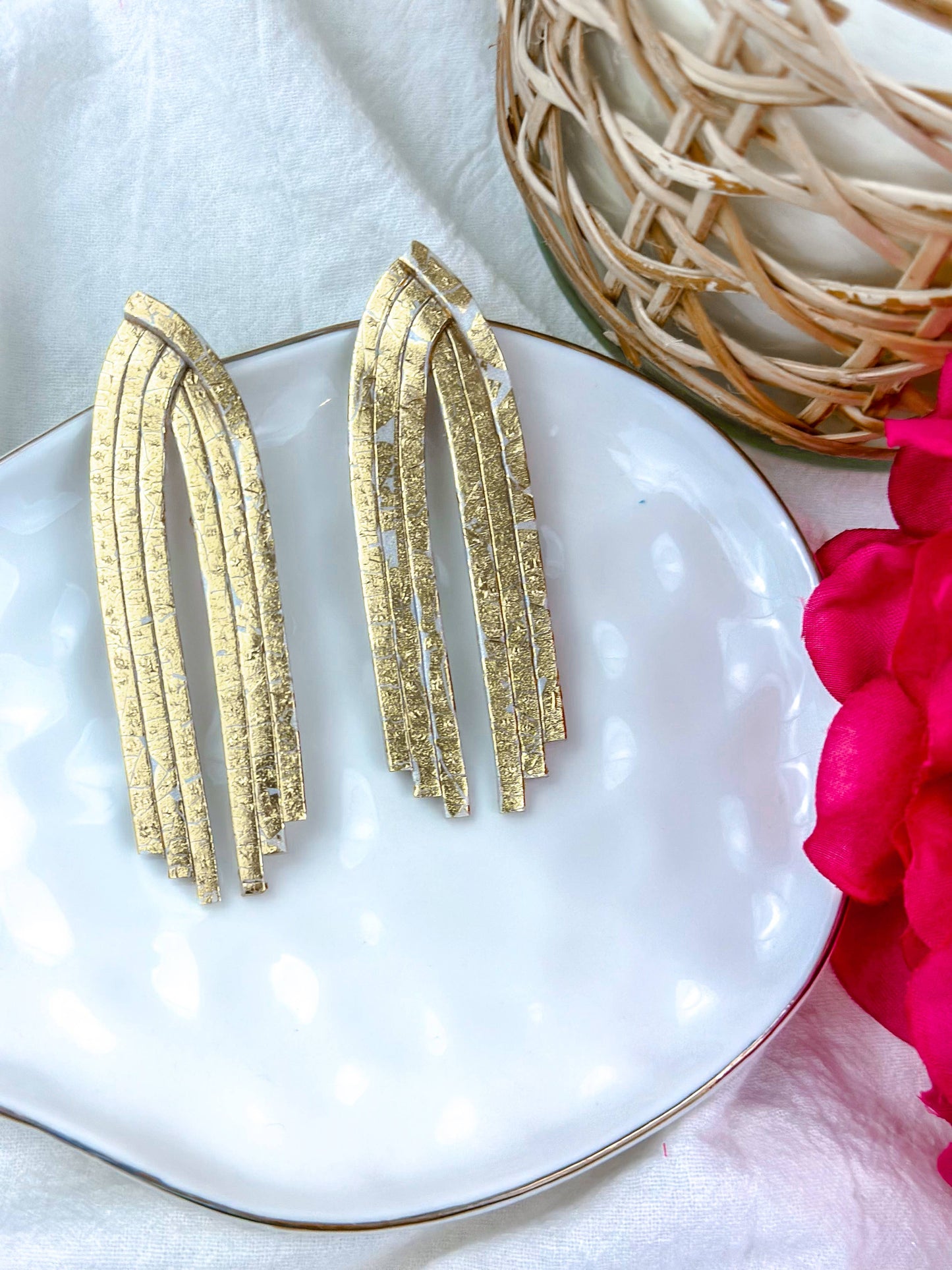 Lightweight Gold Fringe Statement Earrings