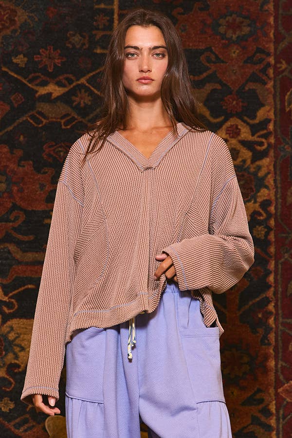 Deep V-Neckline Oversized Top