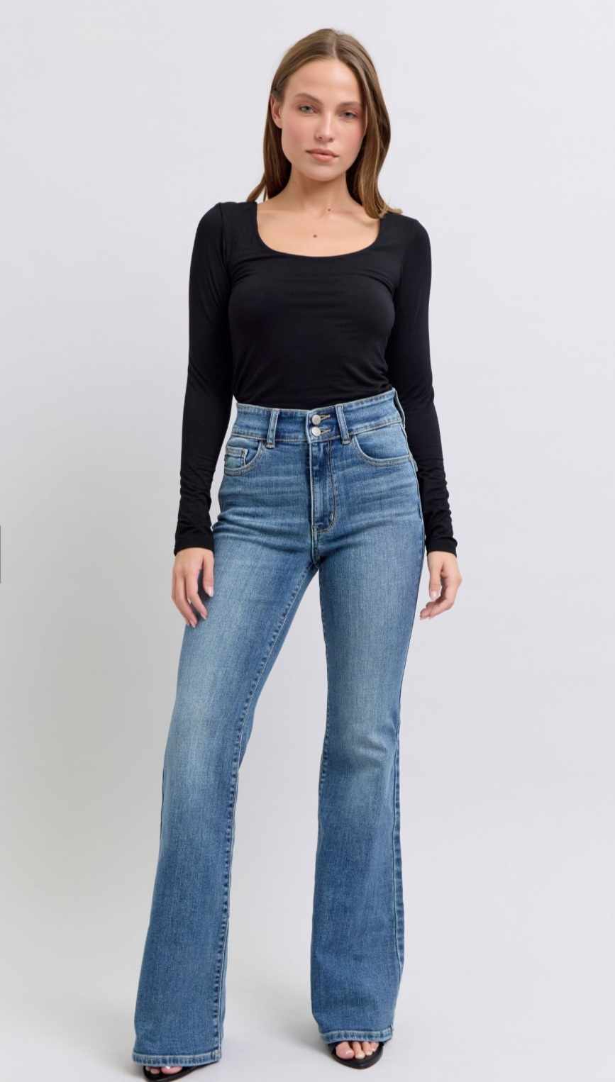 Judy Blue HW Flare Jeans with Tint