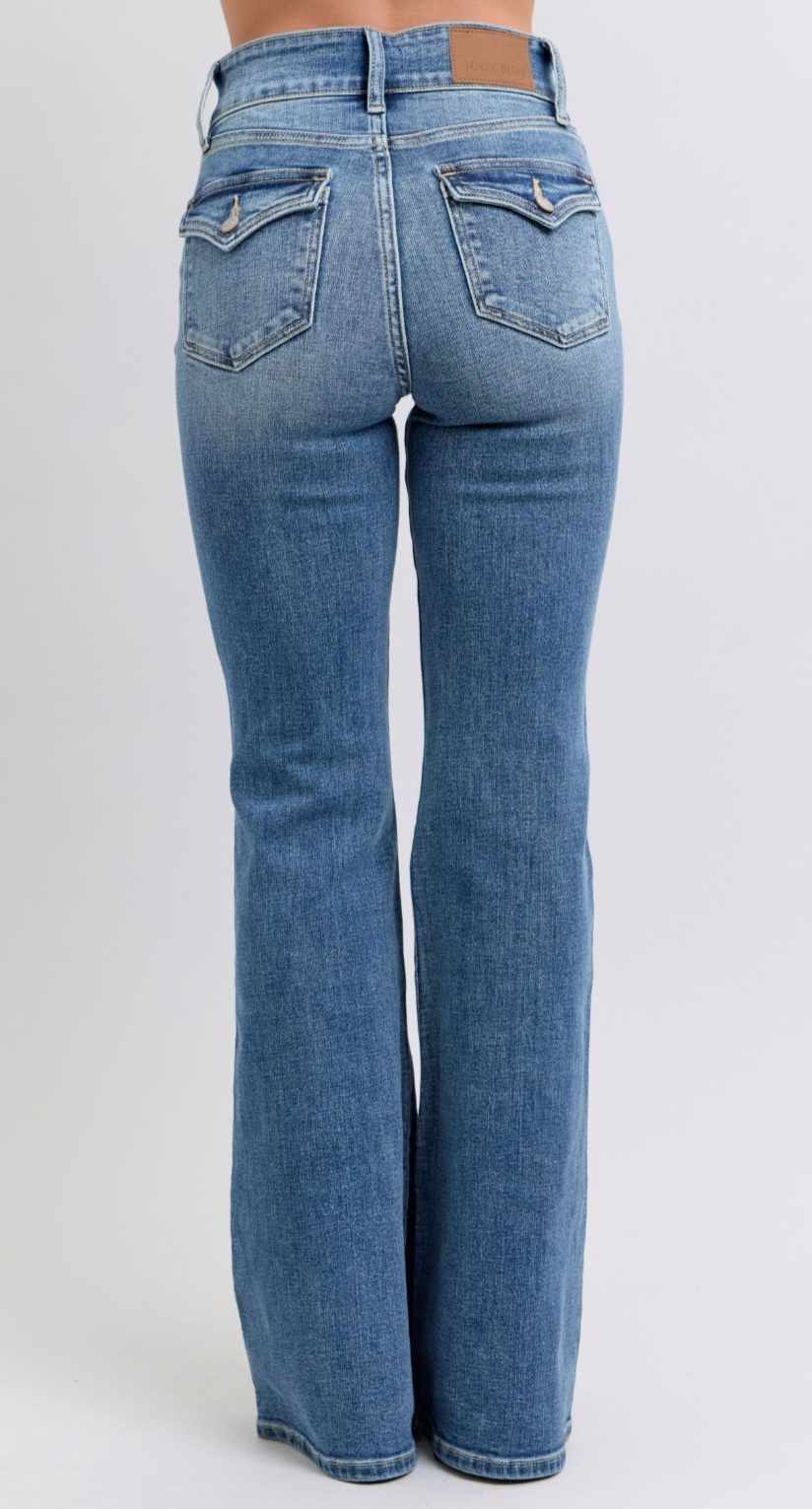 Judy Blue HW Flare Jeans with Tint