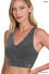 Washed Ribbed Seamless Racerback Tank w/ Pads