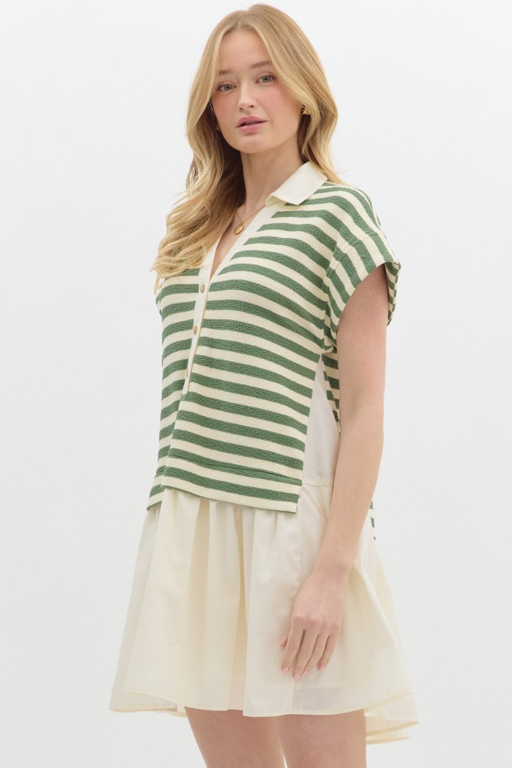 Jersey Knit Striped Pullover Dress