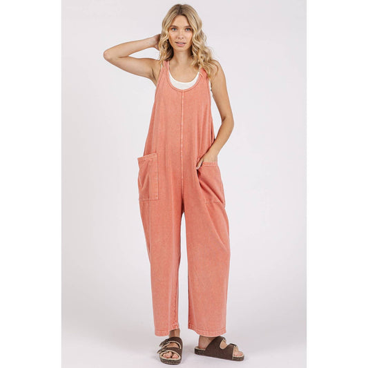 Mineral Wash Pull-On Sleeveless Harem Jumpsuit