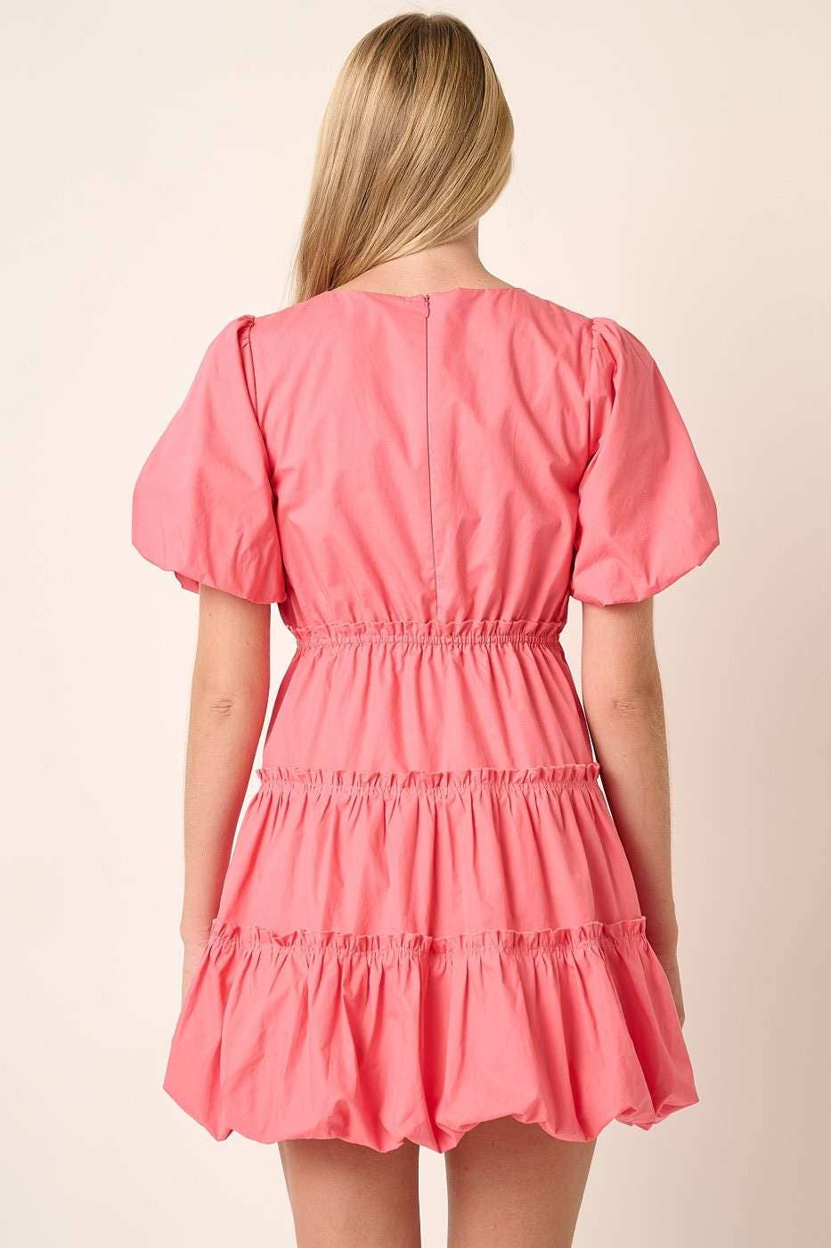 Balloon Sleeve Bubble Hem Mini Dress