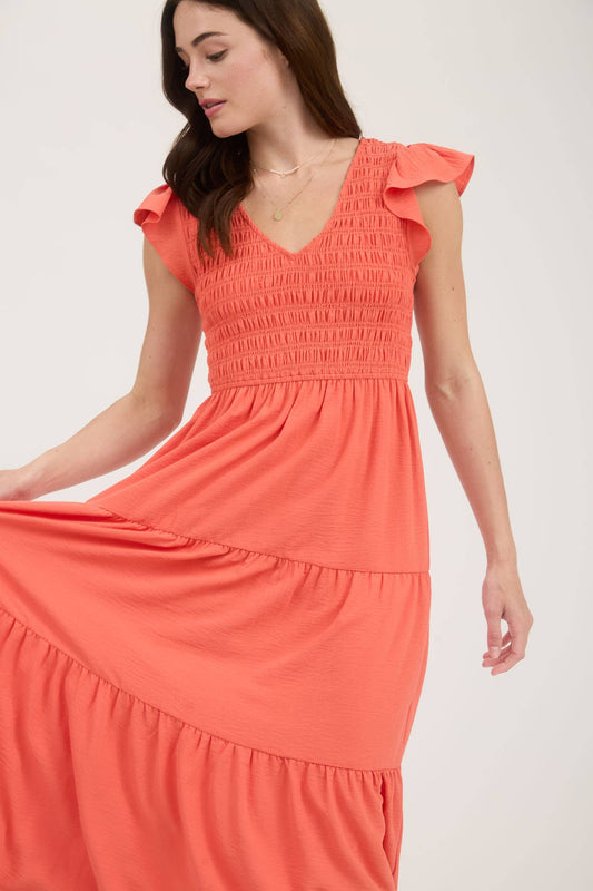 Flutter Sleeve Maxi Dress