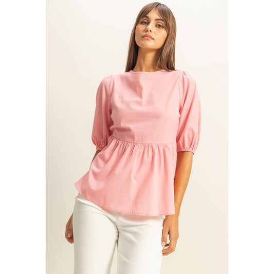 Puff Sleeve Open Back Top