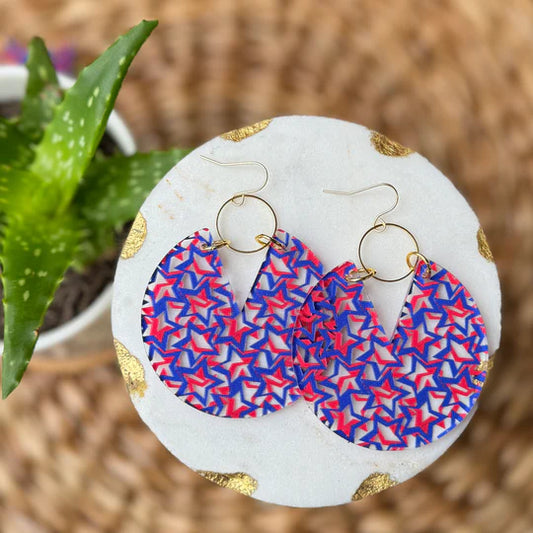 Viv Acrylic Earrings (Red/Blue Stars)